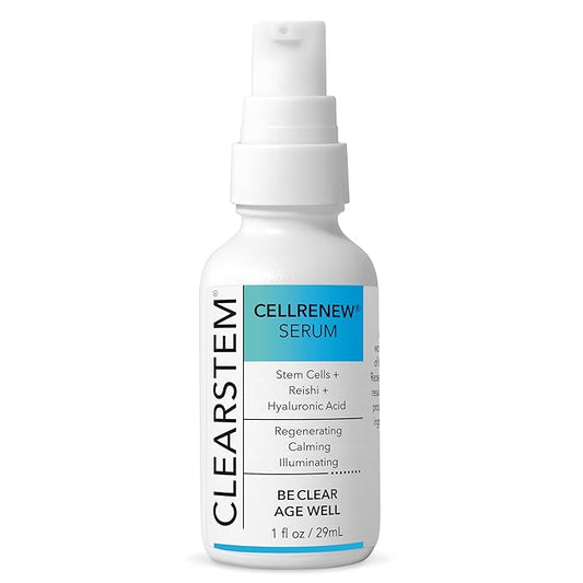CLEARSTEM - CELLRENEW - Collagen Stem Cell Serum - Acne + Youthful Skin Face Serum - Hyaluronic Acid, Reishi, Aloe Vera - Facial Skin Care Products - Gluten Free, Cruelty Free - 1 fl oz / 29ml