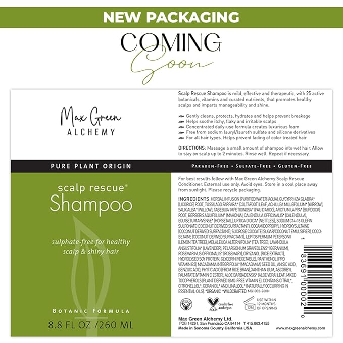 MGA Vegan Hair Conditioner - Organic Formula with Tea Tree for Healthy Hair | Shea Moisture Conditioner with Natural Herbal Scent | Parabens Silicone & Sulfate Free | Unisex | 8.8 Fluid Oz
