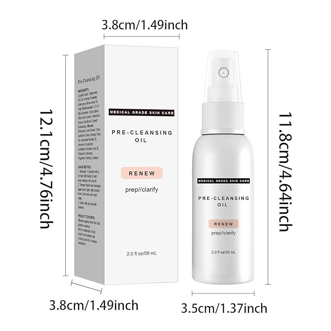 Pre-Cleansing Oil - Makeup Remover Oil to be Paired with Facial Cleanser - Cleanser for Face, Makeup, & Preps for Cleansing(1PCS)
