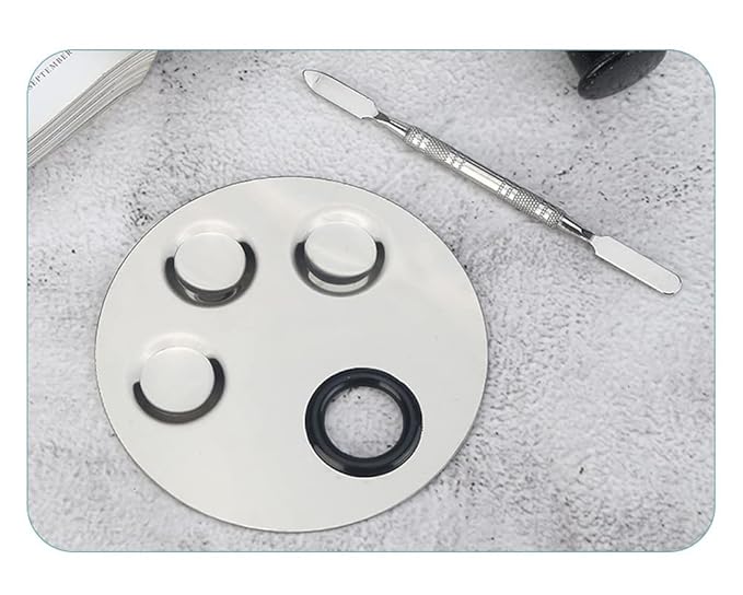 1 Set Round Stainless Steel 3-Well Cosmetic Makeup