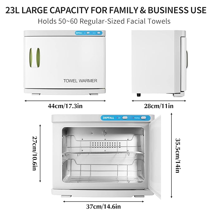 Hot Towel Warmer, 23L Large Towel Warmer Cabinet, EPA Certified Professional Massage Towel Warmers Spa, Upgrade 2-in-1 Spa Towel Warmers for Facials, Barber, Salon, White