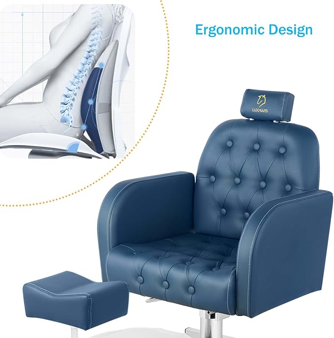 Pedicure Chair with Massage Foot Bath Pedicure Unit Station, Hydraulic Pedicure Chair 360 ° Rotation Height Adjustable Blue