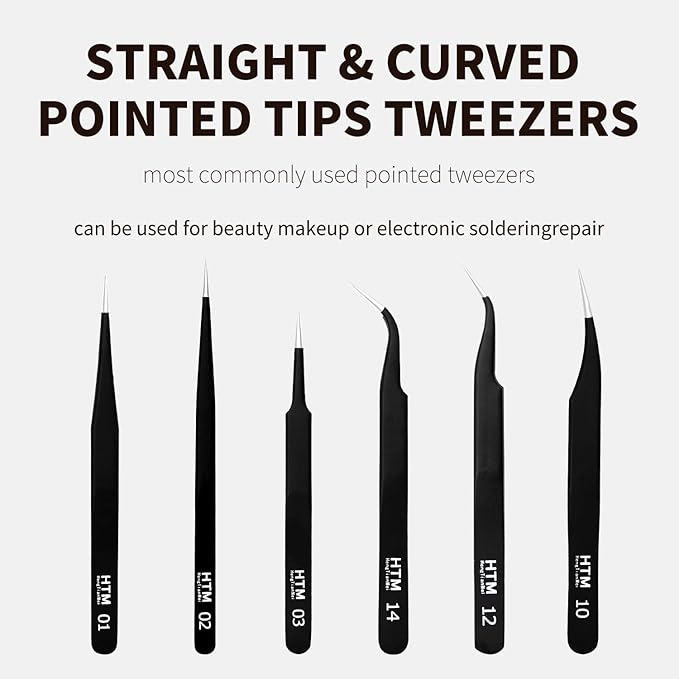 16 Pcs Sharp Precision Tweezers Set,Including 16 Types Of Anti-Static Stainless Steel Esd Medical Tweezers for Craft,Jewelry,Electronics Soldering,Laboratory Work,And Used for Beauty Etc