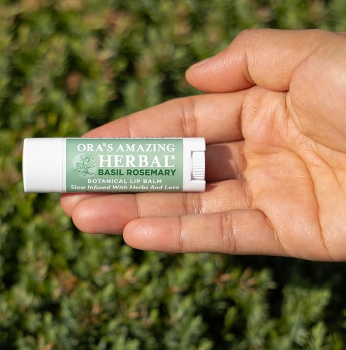Natural Lip Balm, Perioral Dermatitis Treatment, Calendula Lip Balm, Healing Lip Balm with Immune Supportive Basil & Rosemary Essential Oil, Organic Coconut Oil, 2 Pak, Ora's Amazing Herbal