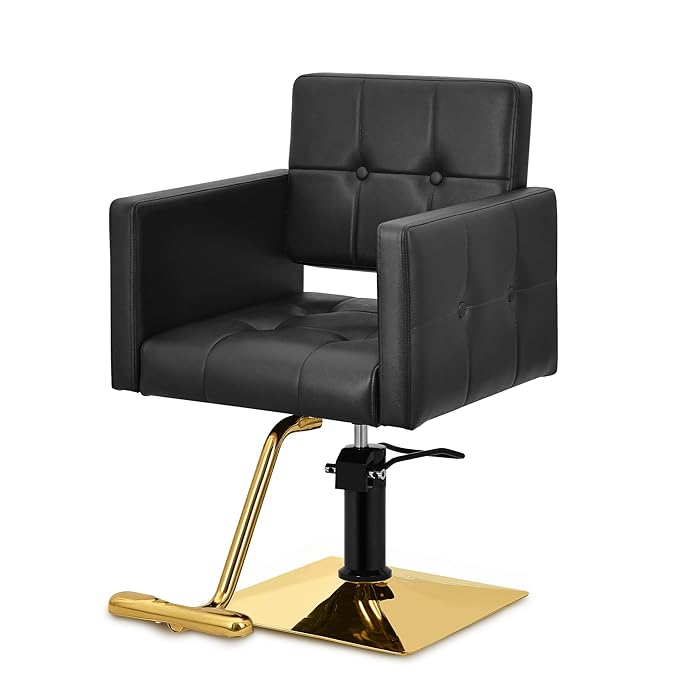 Black Hair Salon Chair for Hair Stylist Wide Seat, Hydraulic Barber Chair for Home, Beauty Salon Styling Stylist Chair, Spa Cosmetology Shampoo Hairdressing Reclining Braiding Armchair