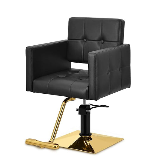 Black Hair Salon Chair for Hair Stylist Wide Seat, Hydraulic Barber Chair for Home, Beauty Salon Styling Stylist Chair, Spa Cosmetology Shampoo Hairdressing Reclining Braiding Armchair