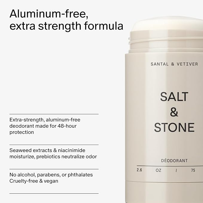 SALT & STONE Aluminum Free Deodorant | Extra Strength 48 Hour Protection for Women & Men | Made with Seaweed Extracts, Shea Butter & Prebiotics (Mini Deodorant Discovery Set)