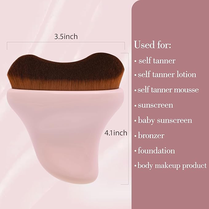 Self Tanner Brush - Kabuki Brush Body Leg Makeup Brush for Self Tanning Gel Tanning Lotion,Sunscreen - Self Tanning Mitt Bronzer Brush for Face Body Self Tan (Pink)