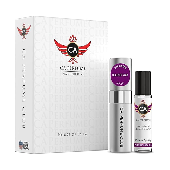 CA Perfume Duo Impression of Blaeker Way For Women And Men Perfume Layering Set Long Lasting Travel Size EDP + Body Oil Roll-On Bottle 0.27 Fl Oz+0.33 Fl Oz