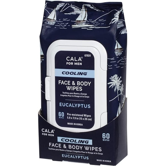 MEN'S COOLING FACE & BODY WIPES: EUCALYPTUS (60 SHEETS)