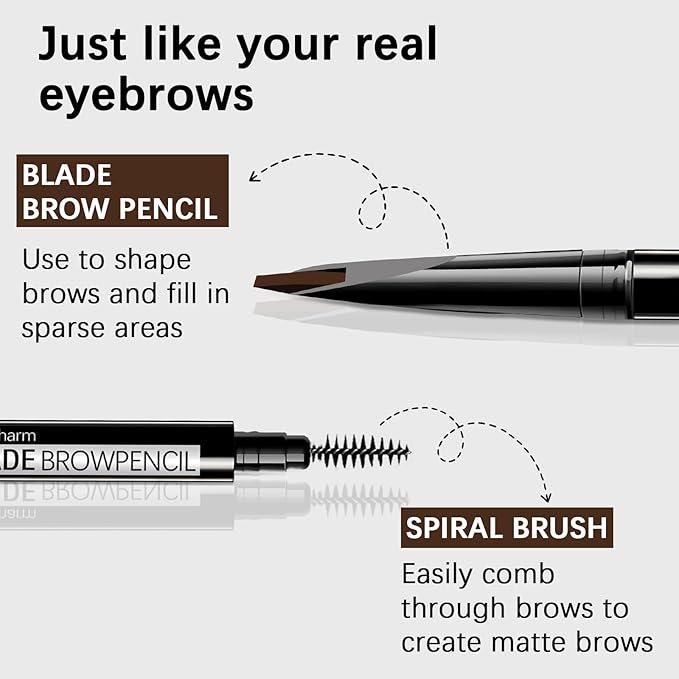 Browcharm Microblading Eyebrow Pencil for Women,0.1mm Ultra-Fine Mechanical Pencil,Makeup Brow Definer Waterproof,Draws Tiny Brow Hairs and Fills in Sparse Areas and Gaps (05 Deep Brown)