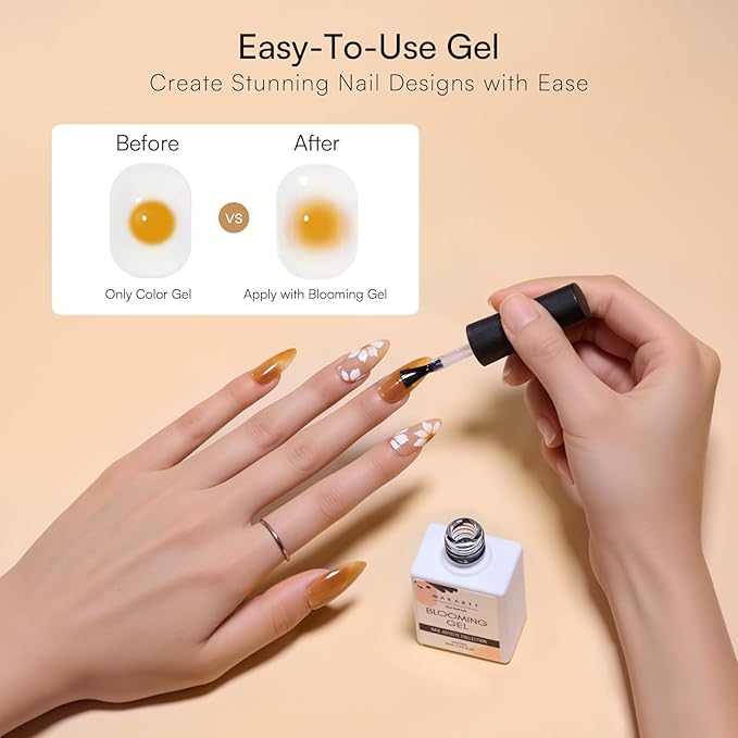 Makartt Blooming Gel: Clear UV LED Nail Art Polish for Spreading Effect Marble Soak Off Nail Polish Gel Painting Nail Designs for DIY Color Floral Watercolor Magic Manicure Gift for Women 10ml