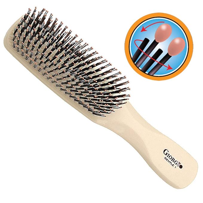 Giorgio Gentle Detangler Hair Brush - Dual Length Bristles, Scalp Massager and Travel Brush for Fine to Thick Hair, Wet or Dry