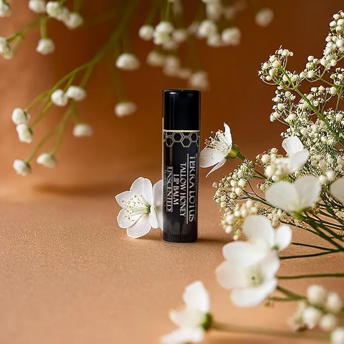 Tallow Lip Balm (5 Pack) - Hydrating With Organic Italian Olive Oil, Pure Grass Fed Tallow, and Beeswax - Long Lasting Lip Therapy (Unscented)