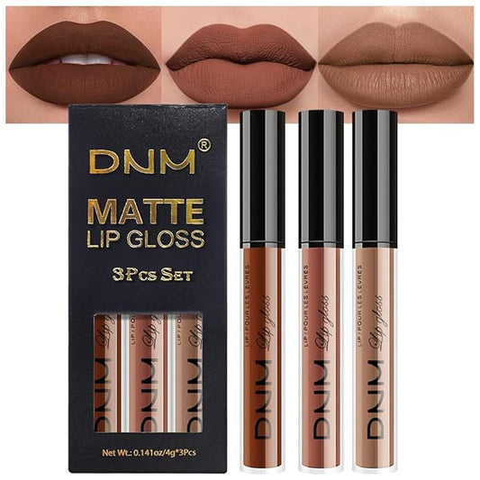 evpct 3Pcs Chocolate Red Brown Nude Matte Liquid Lipstick Lip Stain Sets for Women, Matte Lipstick Long Lasting Waterproof Permanent 24 Hours original, Magic Lip Sticks Pack for Halloween Daily Makeup