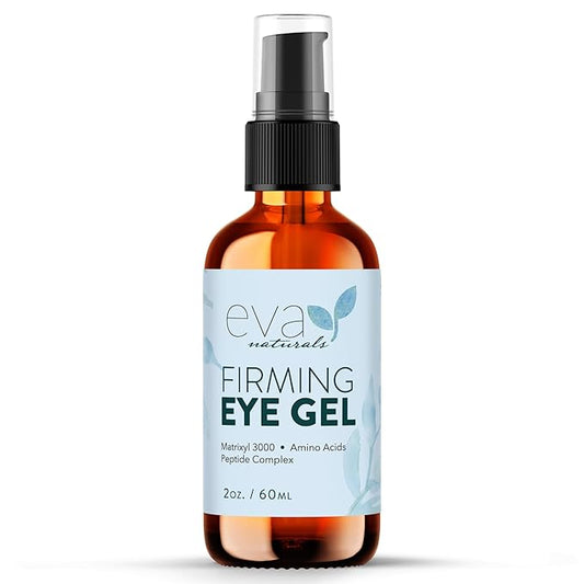 Eva Naturals Eye Gel for Dark Circles, Bags & Puffiness – Anti-Aging Serum with Peptides, Hyaluronic Acid & Botanicals – Firming Under Eye Treatment for Wrinkles, Fine Lines & Tired Skin – 2 oz