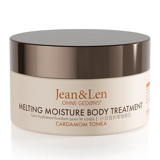 Jean & Len Melting Moisture Body Treatment Cardamom & Tonka, for a fragrant care result, for normal skin, nourishing body butter, without parabens & silicones, vegan, 6.76 Fl. Oz.