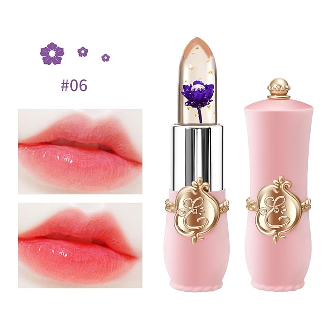 3 Pcs/Set Flower Jelly Lipstick Set Temperature Change Moisturizer Long Lasting Nutritious Balm Magic Color Change Lip Gloss (Flower Jelly Lipstick 040506)