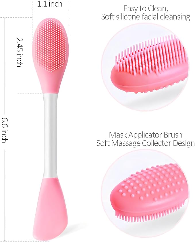 Facial Cleansing Brush,2 in 1 Silicone Face Scrubber for Exfoliating,Massaging,Remove Blackheads,Deep Pore Cleansing,DIY Mask