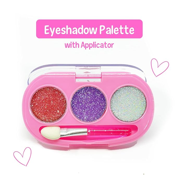 Hot Focus | Bag Makeup Set for Kids, Includes Makeup Kit with Keychain Backpack, 3 Tinted Lip Balms, Eyeshadow with Applicator, and Vinyl Stickers | Suitable for Ages 3+ (Candy)