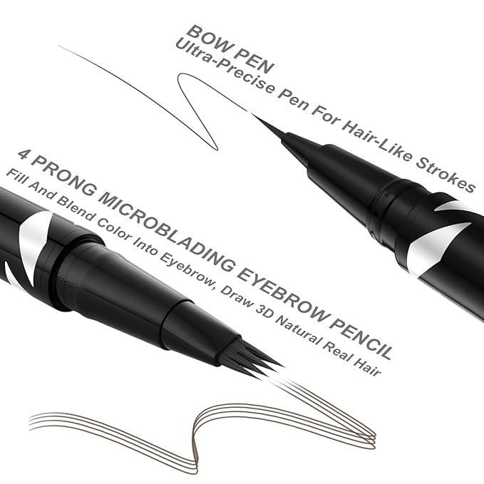 LAVONE Eyebrow Pen,2-IN-1 Dual-ended Waterproof Eyebrow Pencil,with 4 Tip Microblading Eyebrow Pen and Ultra-Precise Brow Pencil,Dual-ended Eyebrow Brush,Eyebrows for Natural Looking-Medium Brown