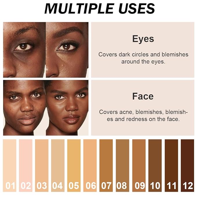 Kaely Cream Pot Concealer Full Coverage Set,Conceal Brighten Dark Circles,under Eye Brightener Color Correcting Concealer,Waterproof Foundation Palette with Brush,corrector de ojeras,Vegan Makeup,11