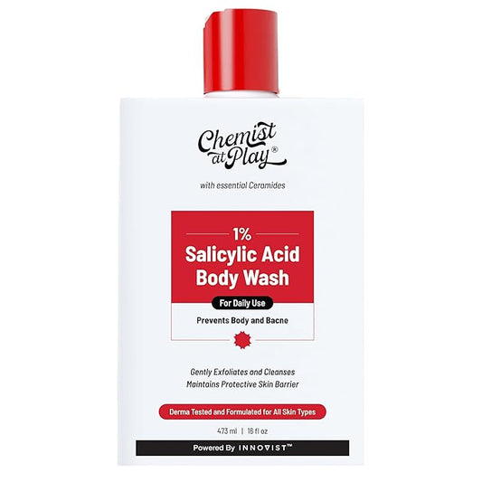 Chemist at Play 1% Salicylic Acid Body Wash | Paraben & SLS Free | Gentle Exfoliating Shower Gel | Prevents Body Acne, Bumpy Skin & Deep Cleanses Skin | For Men & Women | 15.9 Fl oz