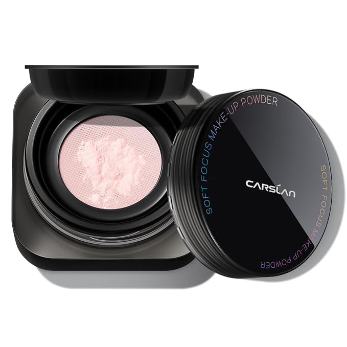 CARSLAN 1.0 Soft Focus Loose Setting Powder, Waterproof, Matte, Oil Control, Shine Free, Talc-Free Face Powder Makeup, 24H Longwear Finishing Powder, 01 Pink