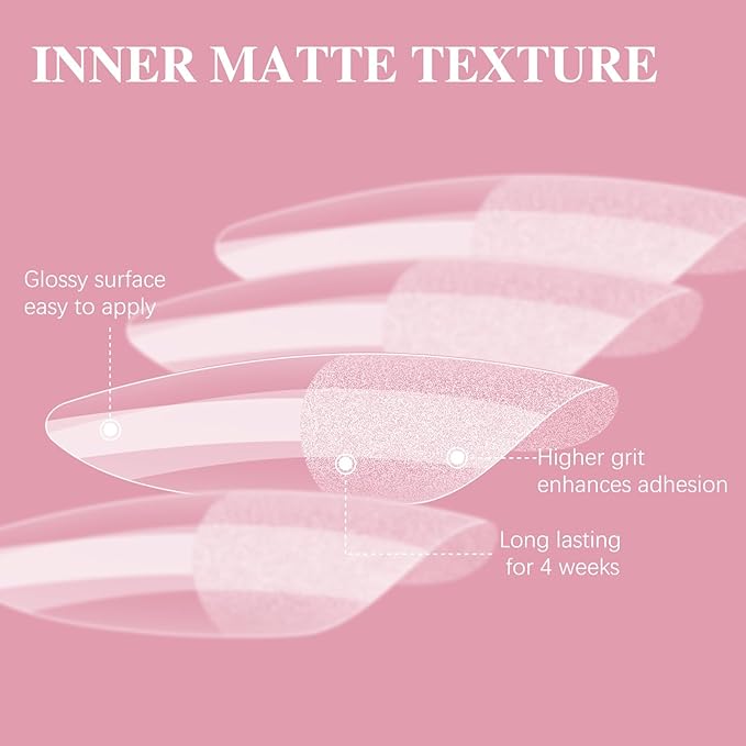 Medium Almond Nail Tips, SSWSBYKE 300pcs Soft Gel Nail Tips for Full Cover Pre-Shaped Acrylic Fake Nails Tips 15 Sizes Half Matte Press On Nails for Extension Home DIY Salon