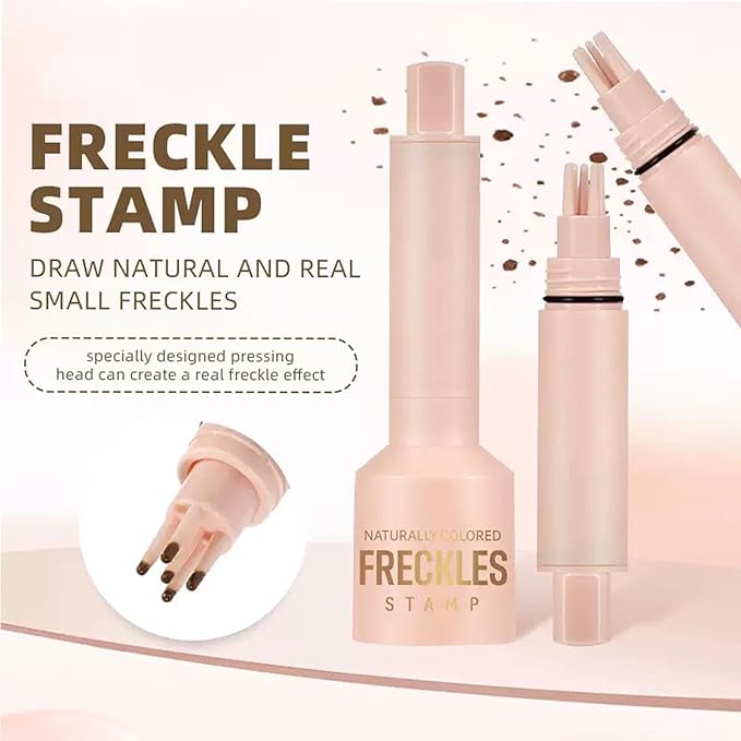 Freckle Stamp with 5 Point Precision Stamp Head, Natural Looking Faux Freckle Stamp Waterproof Fake Freckle Stamp Pen, High Pigment Long-Lasting Lifelike Sunkissed Pencil Tool Makeup (03# Deep)