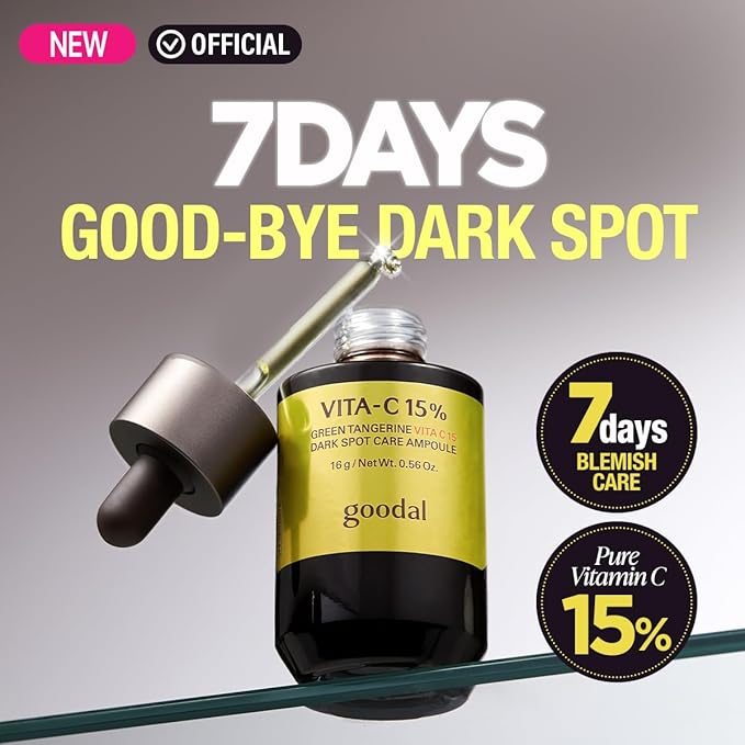 GOODAL Green Tangerine Vita C 15 Ampoule, Korean Skin Care, Vitamin C Serum, Hydrating Daily Facial Care for Fine Lines, Dull Skin, K Beauty, 16g/0.56 Oz