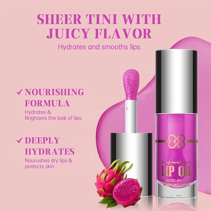 Nourishing Lip Oil, Deep Moisturizing Lip Balm Liquid, Non-Sticky High Shine Lip Gloss, Hydrating Lip Tint for Soft, Smooth, Healthy-Looking Lips, Lightweight Glossy Lip Care for Daily Use-2#