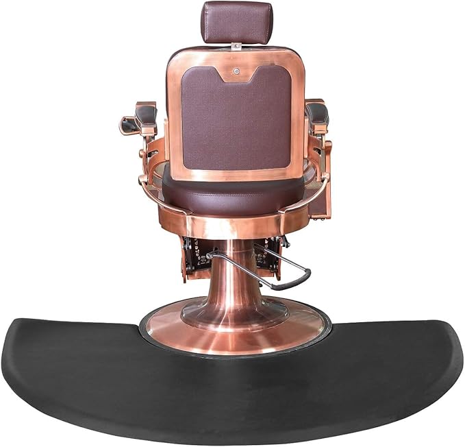 Kaleurrier Barber Chair Anti-Fatigue Floor Mat 5 ft. x 3 ft. with Semi-Circle Cut-Out for Barber Station Salon Shop Slip Resistant Waterproof 1 Inches Thick Saloon Foam Pad Black