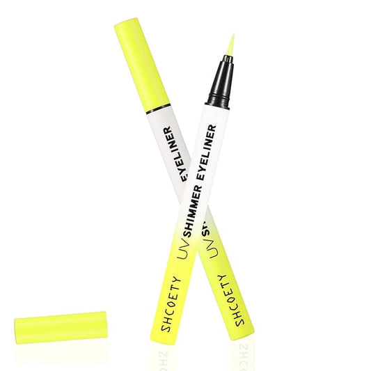 Metallic Neon Liquid Eyeliner, Glitter Neon Colored Eyeliners Pen, High Pigmented, Waterproof Smudge-Proof and Long-Lasting Metallic Eye Makeup for Halloween Christmas,Shimmer Yellow