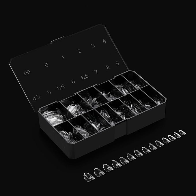 Aprés Gel-X® Almond Box of Nail Tips | 280 Gel-X Tips, Soft Tips, 14 Sizes 00-9 | Half-sizes Included (Natural Almond Short, 280 Count)