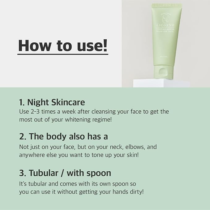 LICORNE Vegan Jeju Green Tea Clay Mask - Matcha and Dead Sea Minerals, Spa Facial Mask Set for Pore Wash-Off Pack 3.38fl.oz Korean Skincare