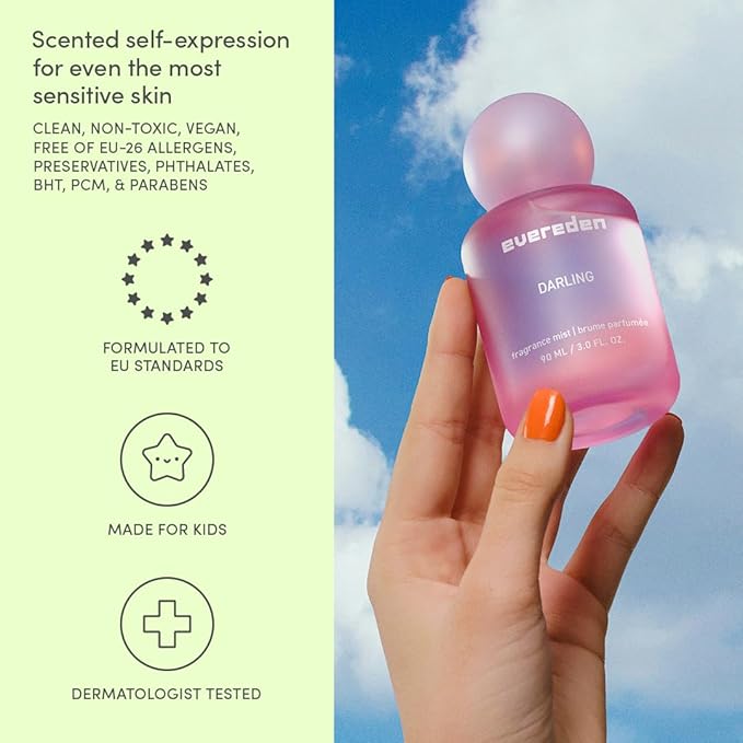 Evereden Fragrance Hair and Body Mist - Darling: Clean and Vegan Collectible Hair and Body Spray for Teen Girls - Amplify Your Self Expression with Iconic Scents in Aesthetic Bottles