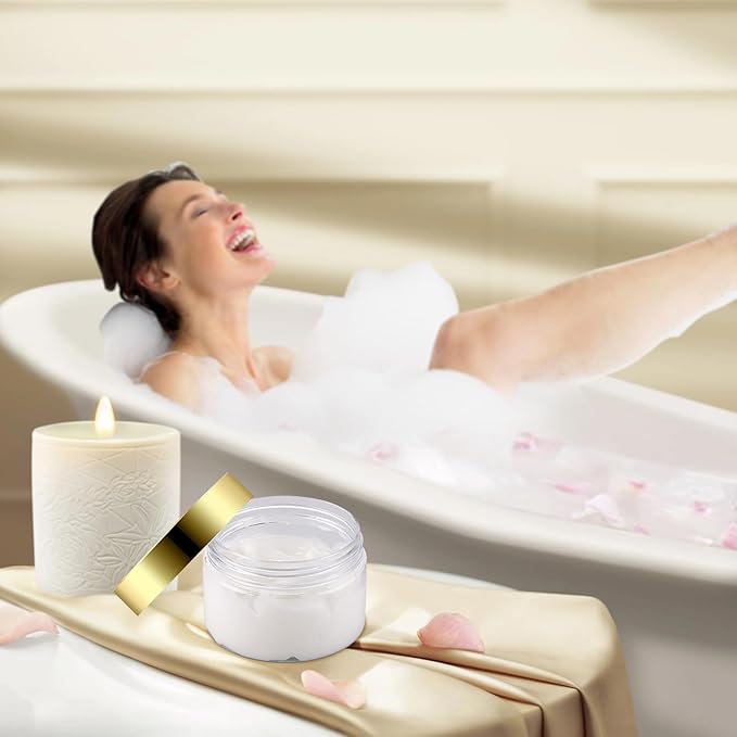 24 Pack 8 Oz Plastic Containers with Gold Lids, Clear Empty BPA Free and Refillable Cosmetic Jars Travel Containers for Creams, Lotion, Bath Salts, Sugar Scrub, Slime, Lip Scrub, Makeup