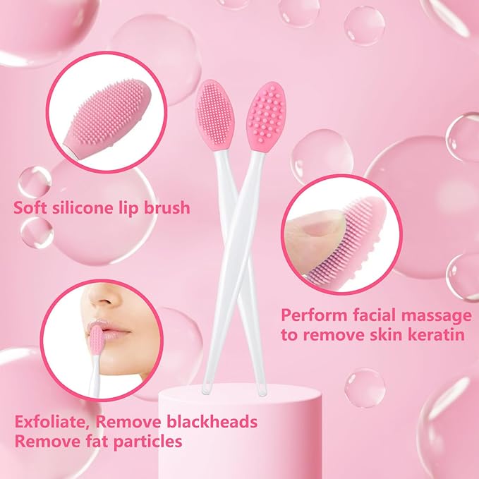 Pore Cleansing Facial Silicone Brush, Double-Sided Lip Brush, Gentle Exfoliation & Clearer Skin Massager Nose Clean Blackhead Removal & Face Scrubber Brushes 10pcs