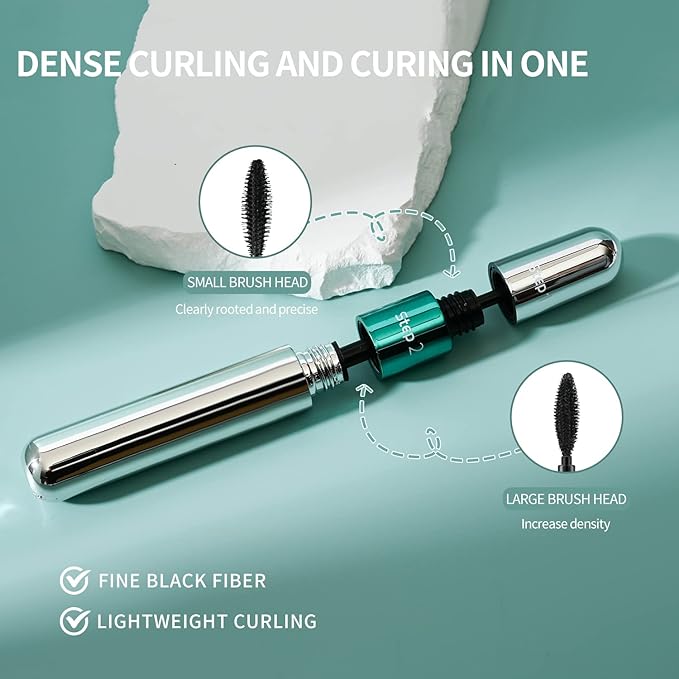 2 in 1 Mascara 5x Longer Waterproof Lash Cosmetics Natural Lengthening and Thickening Effect No Clumping Superstrong Magic 4d Silk Fiber for Vibely Mascara Makeup