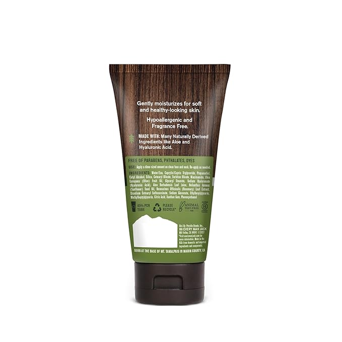 Every Man Jack Daily Face Lotion for Men - Deeply Moisturize and Revive Dry, Tired Skin with Hyaluronic Acid, Aloe Vera and Niacinamide - 2.5 oz Men’s Face Lotion (2 Pack)