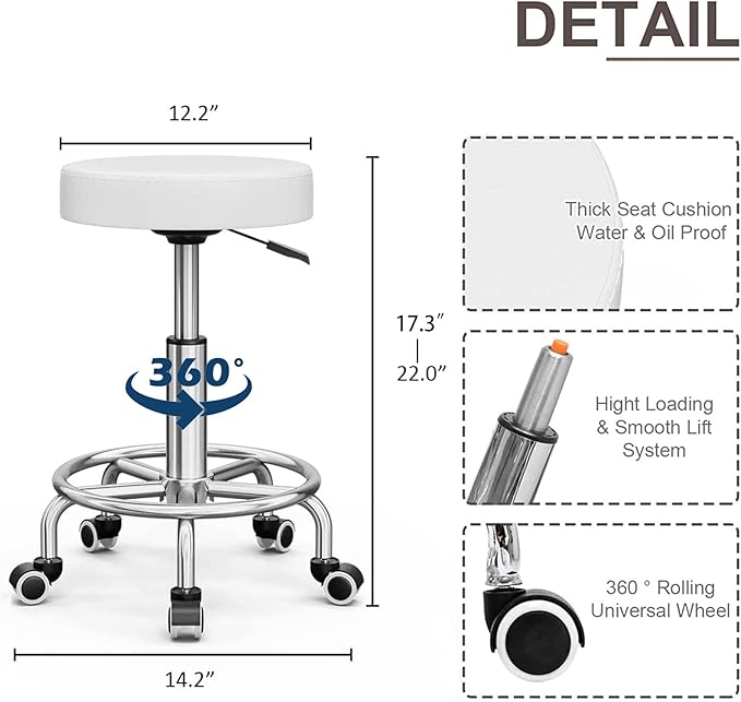 Icoget Electric Tattoo Chairs, Esthetician Facial Bed and Stool, Spa Massage Table for Beauty Microblading, Wax, Lash Chair for Eyelash, White