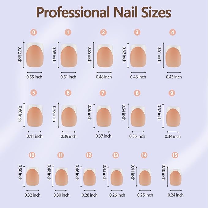 Misssix French Gel Nail Tips, 160Pcs French Tip Press on Nails Short Square Brown, No Need to File Tips Pre-lasting, Fake Nails for Nail Art DIY 16 Sizes