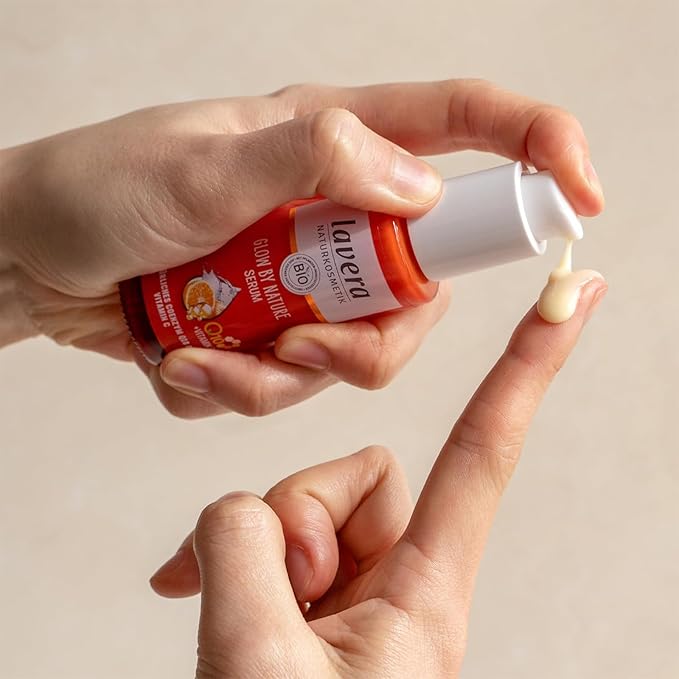 lavera Glow by Nature Serum - Face Serum with Q10 & Vitamin C for a Radiant Complexion - Moisturizing Facial Serum - Anti Wrinkle - PETA Certified - Vegan - Made in Germany - 1 Fl Oz