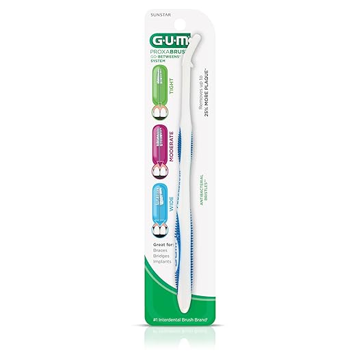 GUM Proxabrush Permanent Handle Refills - Compatible with Go-Betweens Interdental Brushes - Floss Picks for Teeth, Braces, and Implants (Pack of 4)