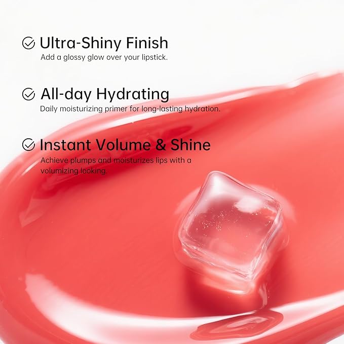 Catkin Lip Plumper Gloss, Tinted Lip Serum with Hyaluronic Acid & Jojoba Oil, Non-sticky Volumizing Hydrating Formula for a High Shine Maximum 3D Look, Plump & Soft Lips 0.12 Fl Oz - C03 Coral Pearl