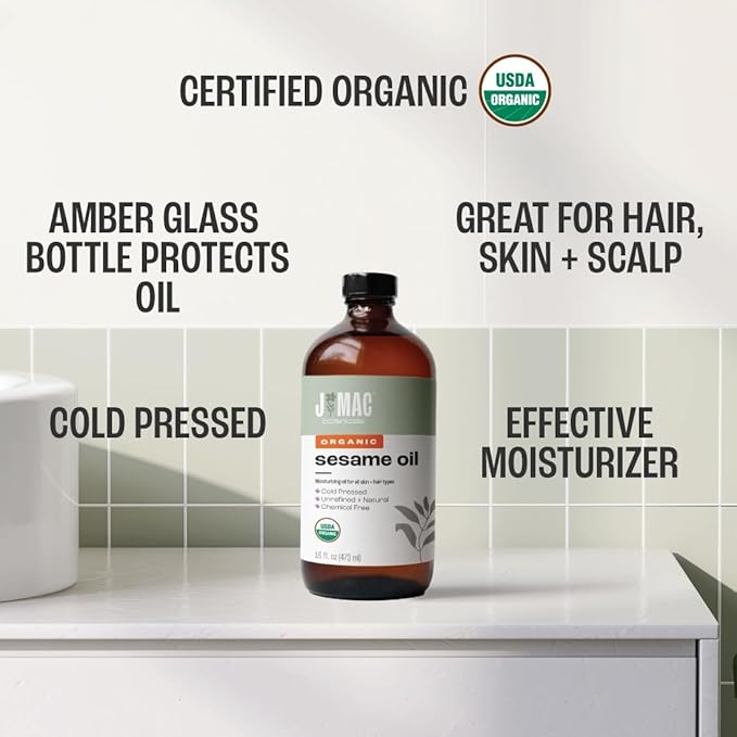 J MAC BOTANICALS, Organic Sesame Oil,