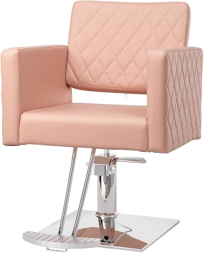 Salon Chair for Hair Stylist Wide Seat, Hydraulic Barber Chair with Aluminium Alloy Footrest, Pink Hair Salon Chair Styling Heavy Duty, Beauty Spa Cosmetology Hairdressing Equipment