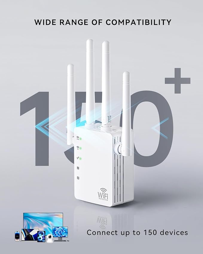 2025 WiFi Extenders Signal Booster with Dual Band 5GHz/2.4GHz, Long Range Up to 13888 sq. ft & 150+ Devices, Internet Extender WiFi Booster, WiFi Extenders Signal Booster for Home and Outdoors