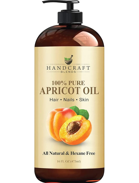 Handcraft Blends Apricot Kernel Oil - Cold-Pressed 16 Fl Oz - 100% Pure and Natural - Premium Grade Carrier for Skin and Hair - Hair and Body - Massage - Hexane-Free
